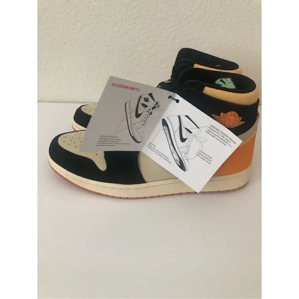 Nike Air Jordan 1 Zoom CMFT 2 Muslin/Celestial Gold-Black Men's Size 10.5